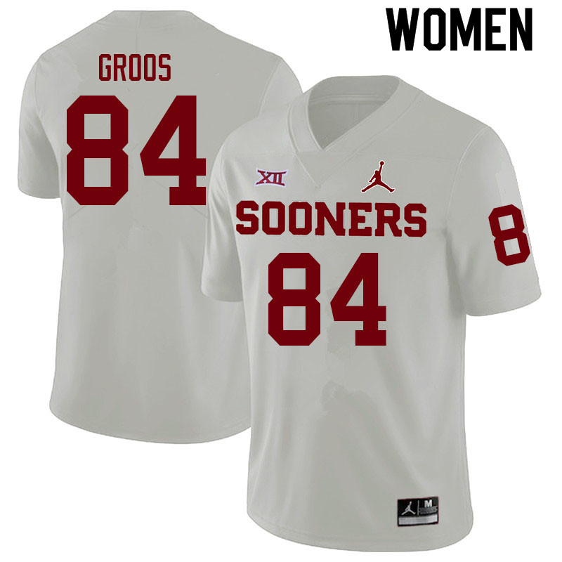 Women #84 Carsten Groos Oklahoma Sooners College Football Jerseys Sale-White